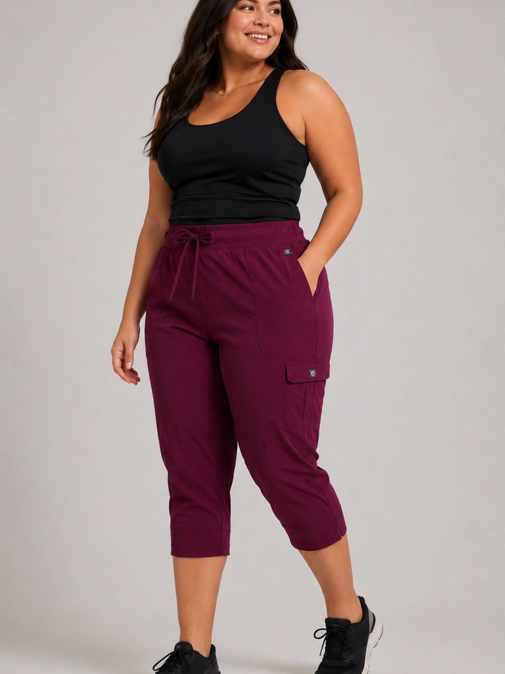 Lane Bryant livi active Burgundy Cargo active capris